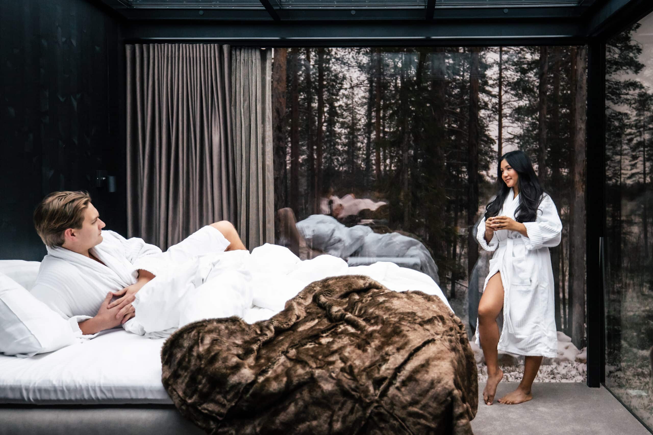 Suite privada de Olo Resort en una noche de invierno